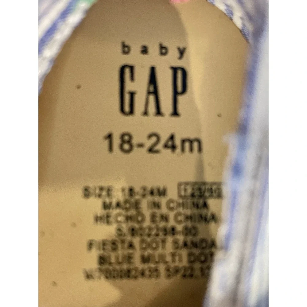 Baby Gap Baby Girl Blue & White Searsucker Bow Sandals Size 18 24 Months